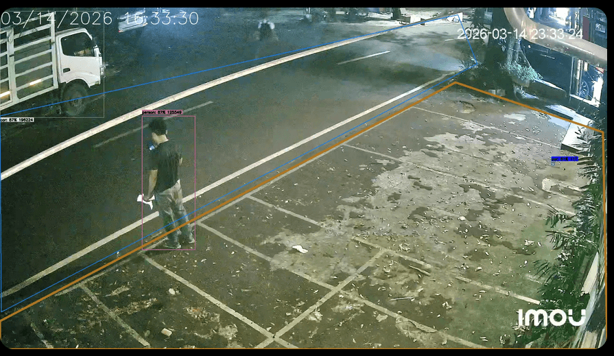 Person detection with bounding box overlay