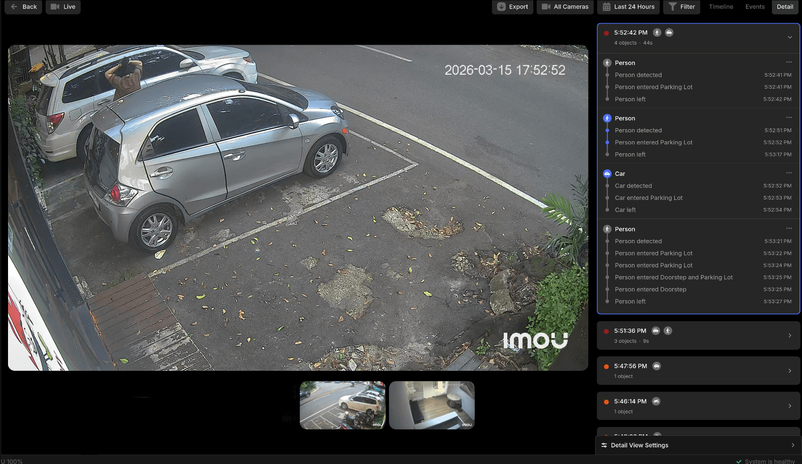AI-generated event description of person entering and leaving