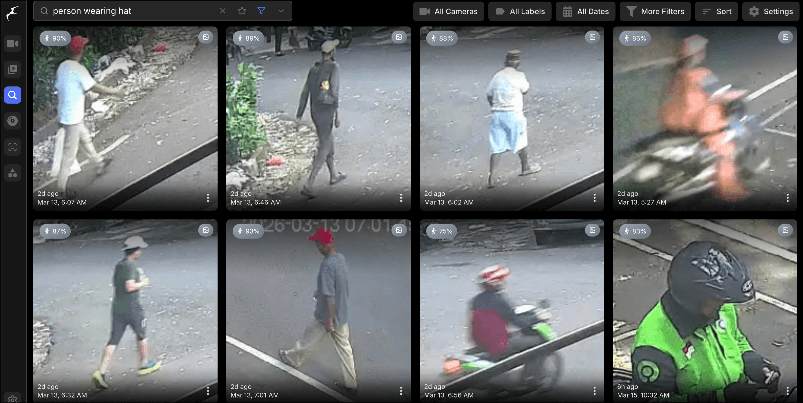Semantic search interface across all cameras